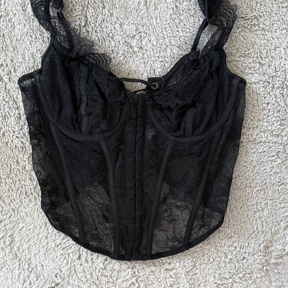 Free People Black Lace Crop Top
